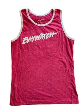 Baywatch Malibu Beach Patrol Life Guard Red Tank Top Tee Shirt Men’s